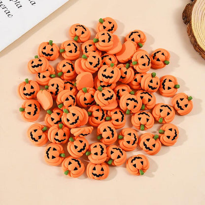 Lighteme 20 Stück Miniatur-Halloween-Kürbisse aus Kunstharz mit flacher Rückseite