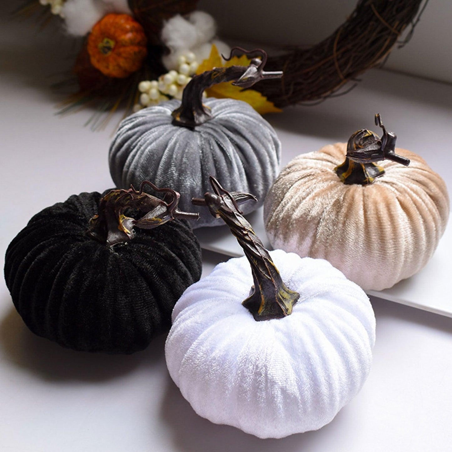 Mini citrouilles d'Halloween en velours Lighteme