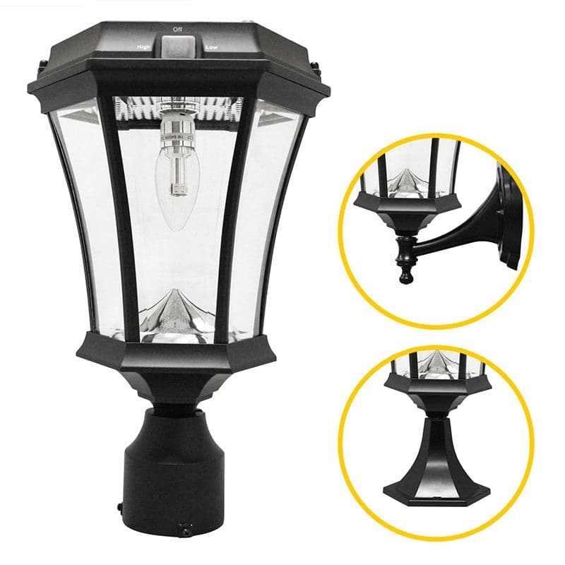 Lighteme Solar-Laternenpfahlleuchten – Solarlampe mit Glühbirne – 3-Wege-Montierung