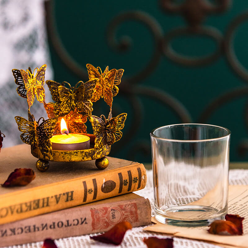 Bougeoir en verre papillon vintage Lighteme