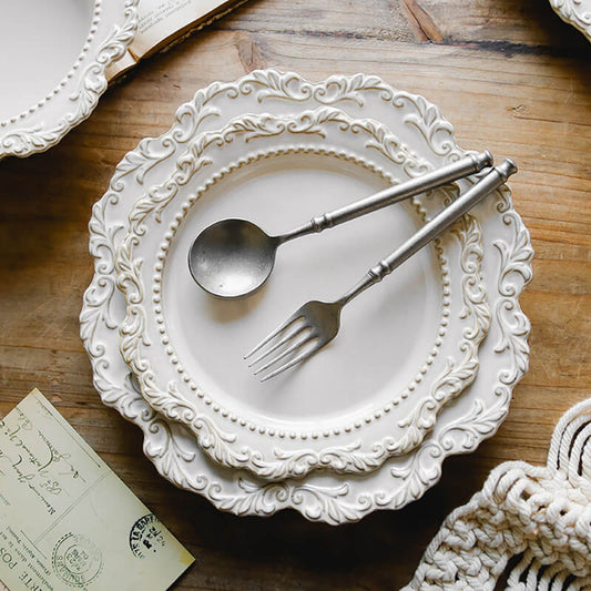 Assiette à dîner en céramique gaufrée vintage Lighteme