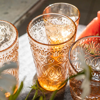Lighteme Perlglanz-Glasbecher im Vintage-Stil mit Prägung