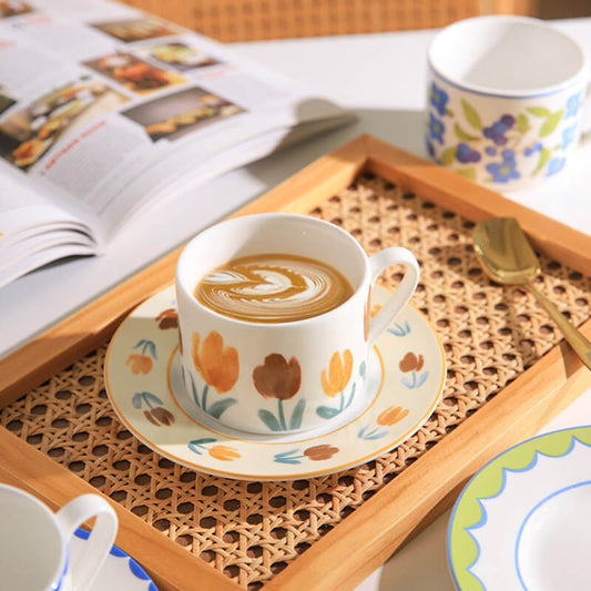 Lighteme Vintage Flower Pattern Ceramic Cup and Saucer