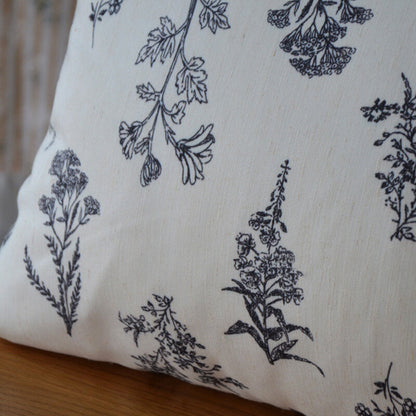 Lighteme Sofakissenbezug mit Vintage-Strichzeichnung und Blumenmotiv