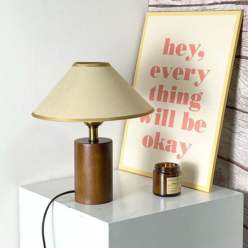 Lampe de table vintage Lighteme avec base en bois