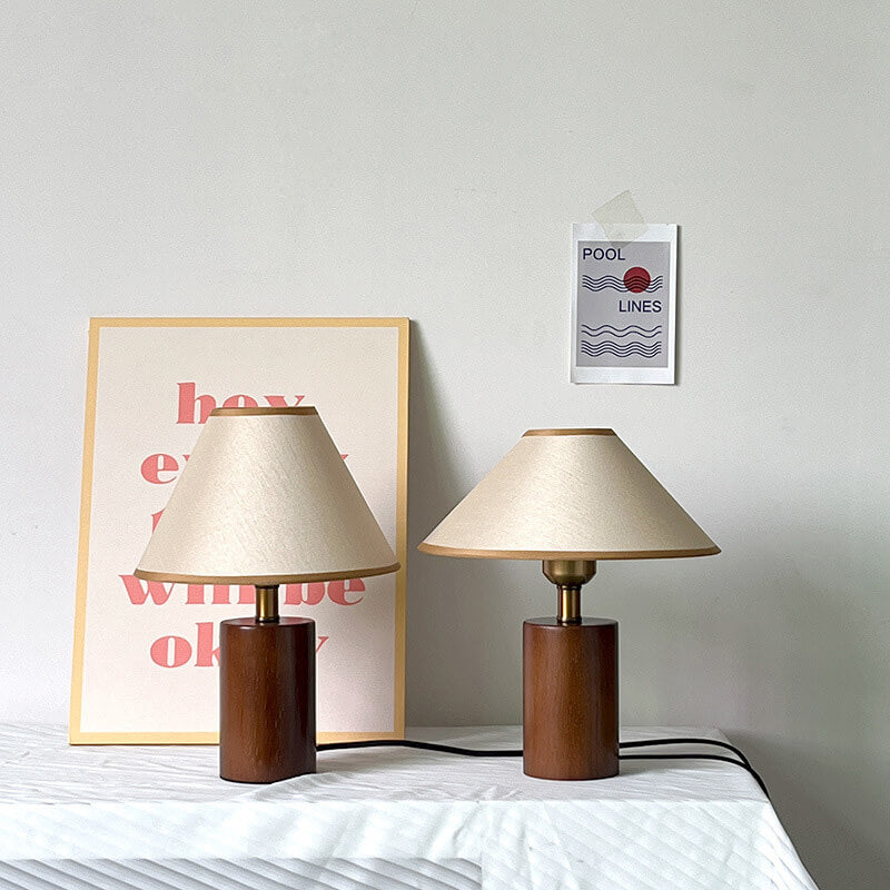 Lampe de table vintage Lighteme avec base en bois