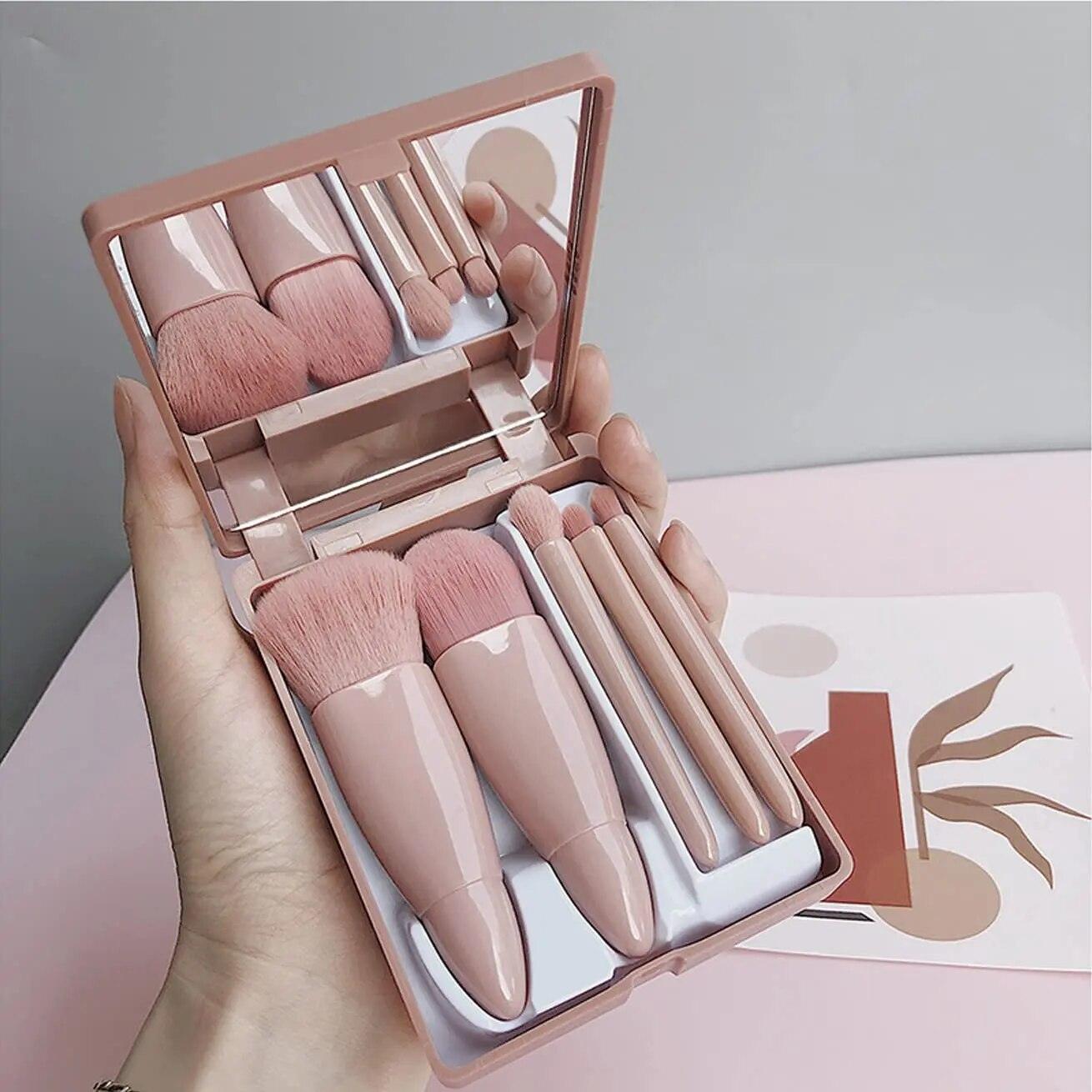 Lighteme 5-in-1-Make-up-Pinsel-Set mit Spiegel