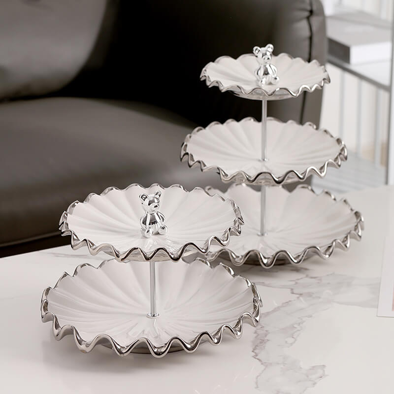 Lighteme Dessertständer in Wasserwellenform, mehrschichtig