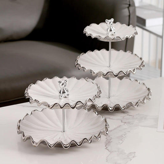 Présentoir à dessert multicouche en forme d'ondulation d'eau Lighteme