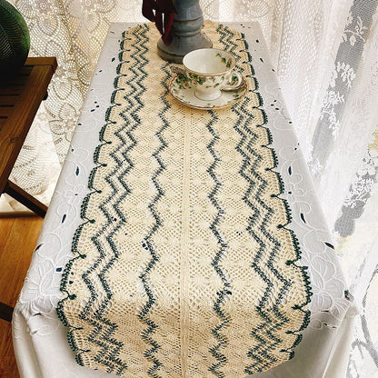 Lighteme Wave Hollow Macrame Table Runner