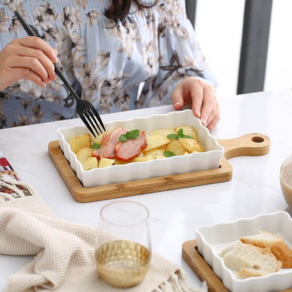 Plat de cuisson carré ondulé en céramique Lighteme