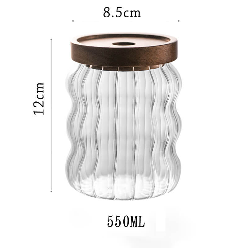 Bocal de rangement en verre à rayures ondulées Lighteme