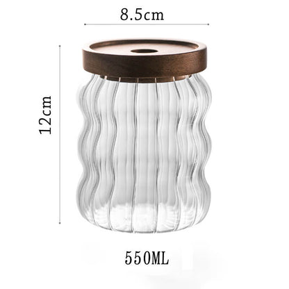 Bocal de rangement en verre à rayures ondulées Lighteme