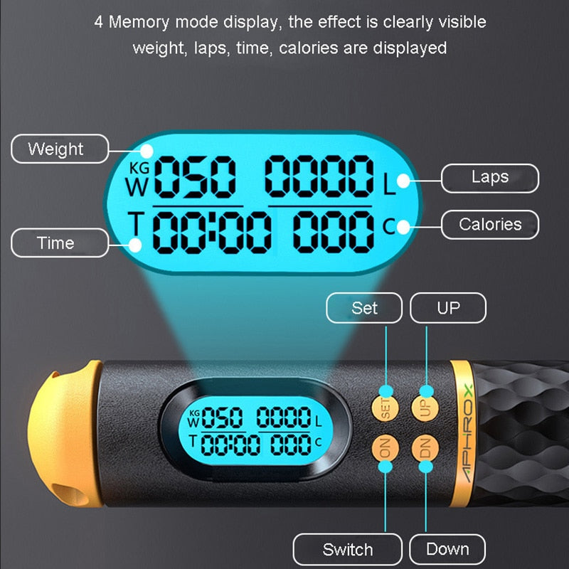 Lighteme Springseil in Form eines Springseils – verstellbares digitales Zählseil und Vibrationserinnerung für Fitness, Training, Workout, Fitnessstudio