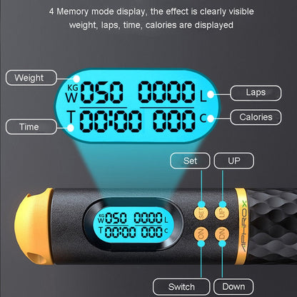 Lighteme Springseil in Form eines Springseils – verstellbares digitales Zählseil und Vibrationserinnerung für Fitness, Training, Workout, Fitnessstudio