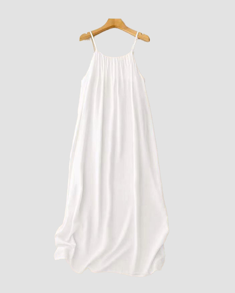 Lighteme Women's Solid Color Backless Cami Dress