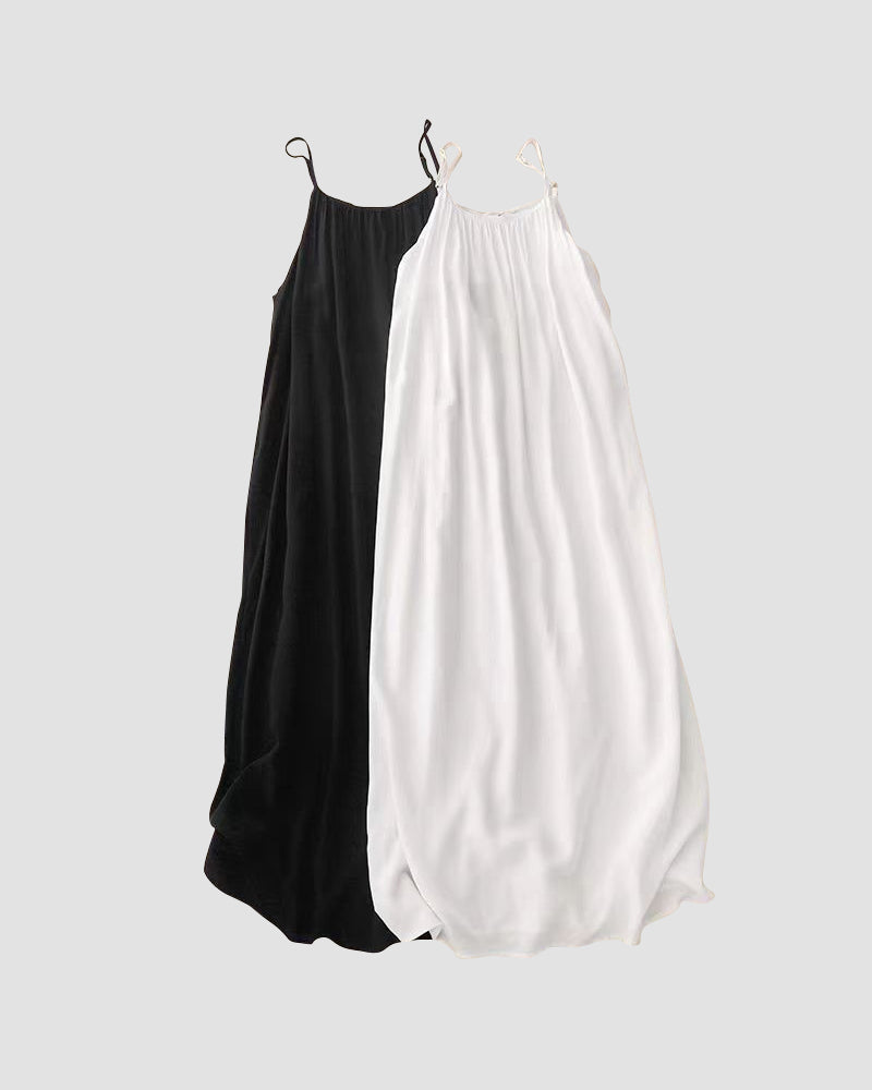 Lighteme Women's Solid Color Backless Cami Dress