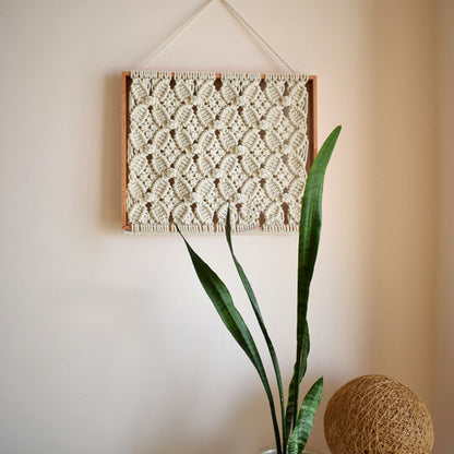 Tenture murale tissée avec cadre en bois Lighteme