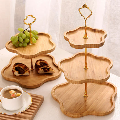 Lighteme Dessertständer aus Holz in Blumenform, mehrschichtig