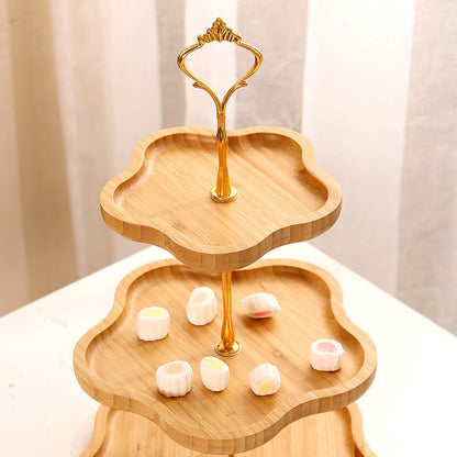 Lighteme Dessertständer aus Holz in Blumenform, mehrschichtig
