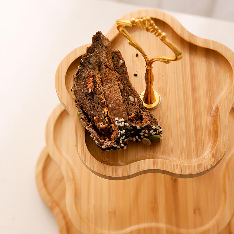 Lighteme Dessertständer aus Holz in Blumenform, mehrschichtig