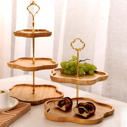 Lighteme Dessertständer aus Holz in Blumenform, mehrschichtig