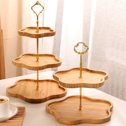 Lighteme Dessertständer aus Holz in Blumenform, mehrschichtig