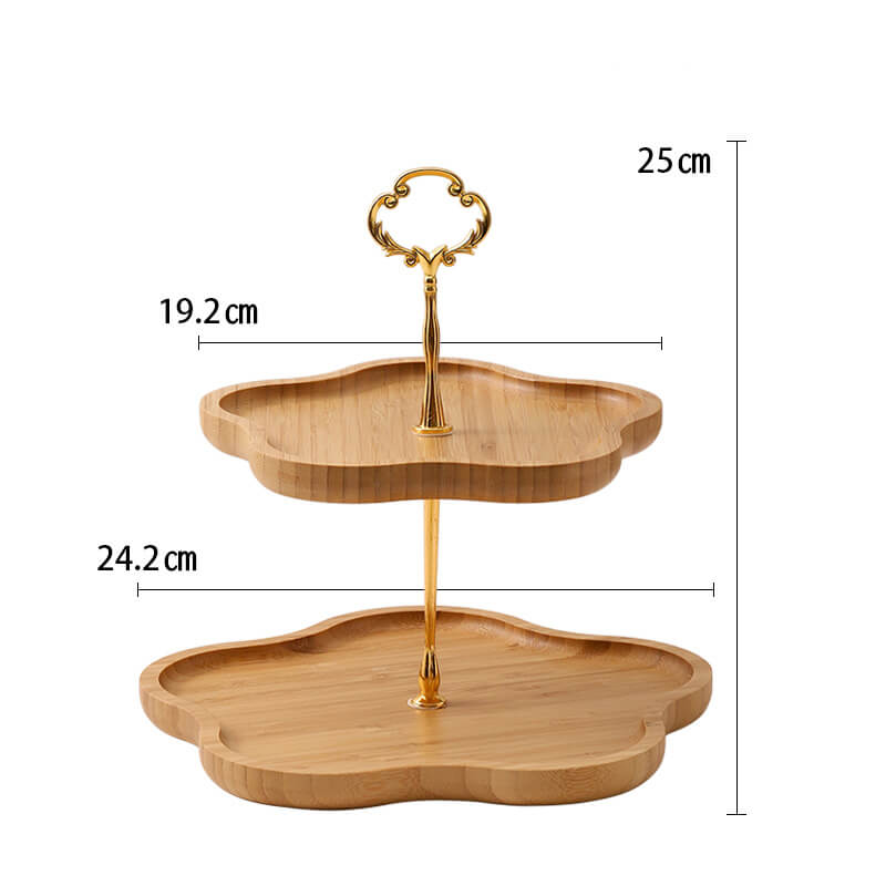 Lighteme Dessertständer aus Holz in Blumenform, mehrschichtig