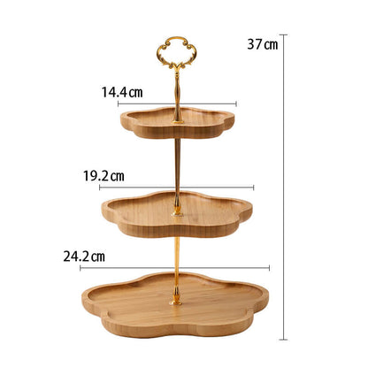 Lighteme Dessertständer aus Holz in Blumenform, mehrschichtig