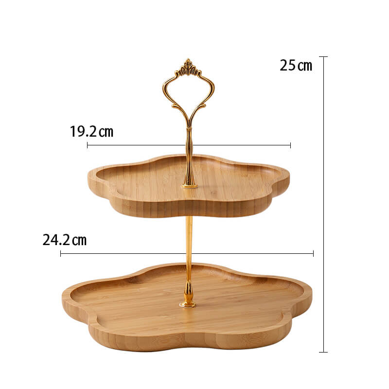 Lighteme Dessertständer aus Holz in Blumenform, mehrschichtig