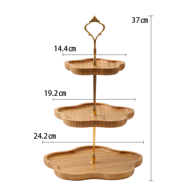 Lighteme Dessertständer aus Holz in Blumenform, mehrschichtig