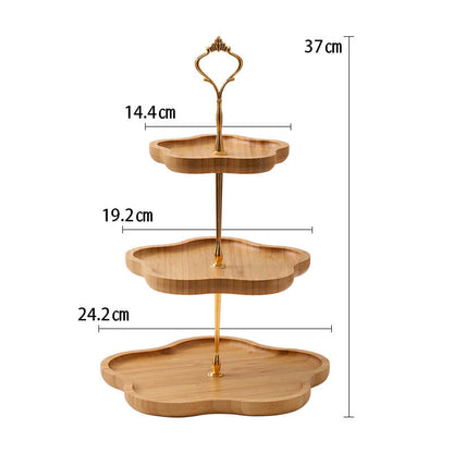 Lighteme Dessertständer aus Holz in Blumenform, mehrschichtig