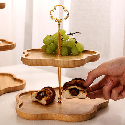 Lighteme Dessertständer aus Holz in Blumenform, mehrschichtig