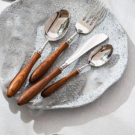 Lighteme Besteckset mit Holzgriff, 4-teilig