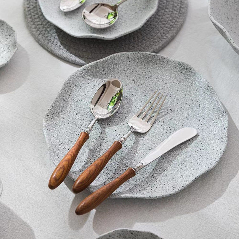 Lighteme Wooden Handle Flatware 4Pcs Set