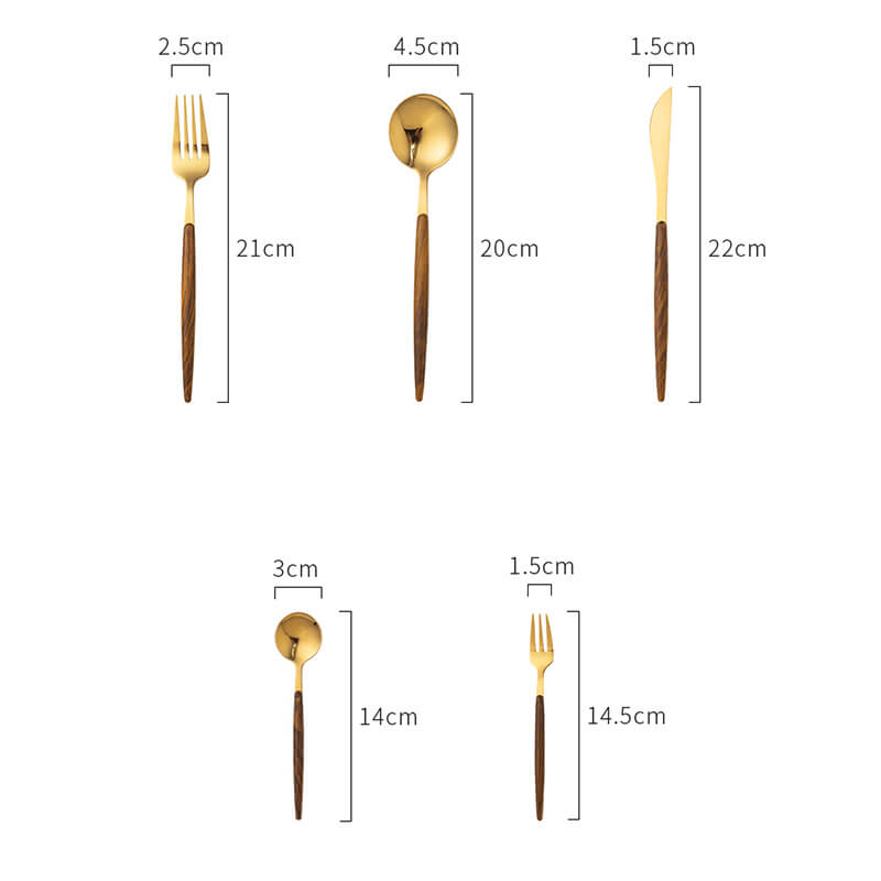 Lighteme Wooden Handle Flatware 5 Pcs Set