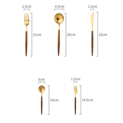 Lighteme Wooden Handle Flatware 5 Pcs Set