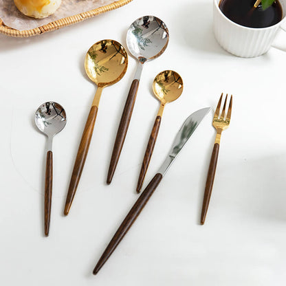 Lighteme Wooden Handle Flatware 5 Pcs Set