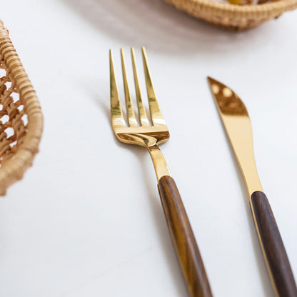Lighteme Wooden Handle Flatware 5 Pcs Set