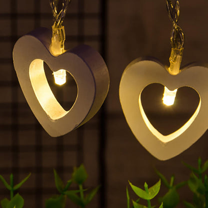 Lighteme Lichterkette in Herzform aus Holz