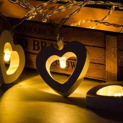 Lighteme Lichterkette in Herzform aus Holz
