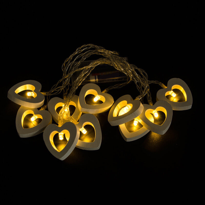 Lighteme Lichterkette in Herzform aus Holz