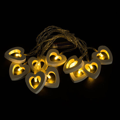 Lighteme Lichterkette in Herzform aus Holz