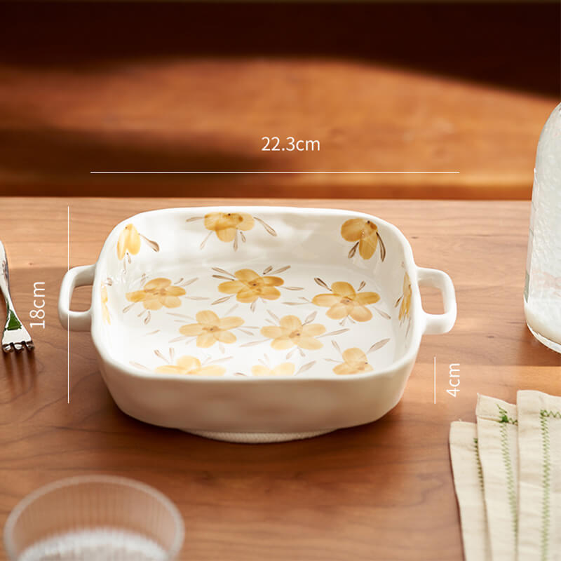 Vaisselle de cuisson en céramique à fleurs jaunes Lighteme