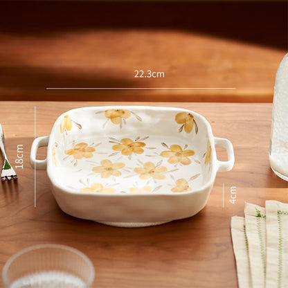 Vaisselle de cuisson en céramique à fleurs jaunes Lighteme