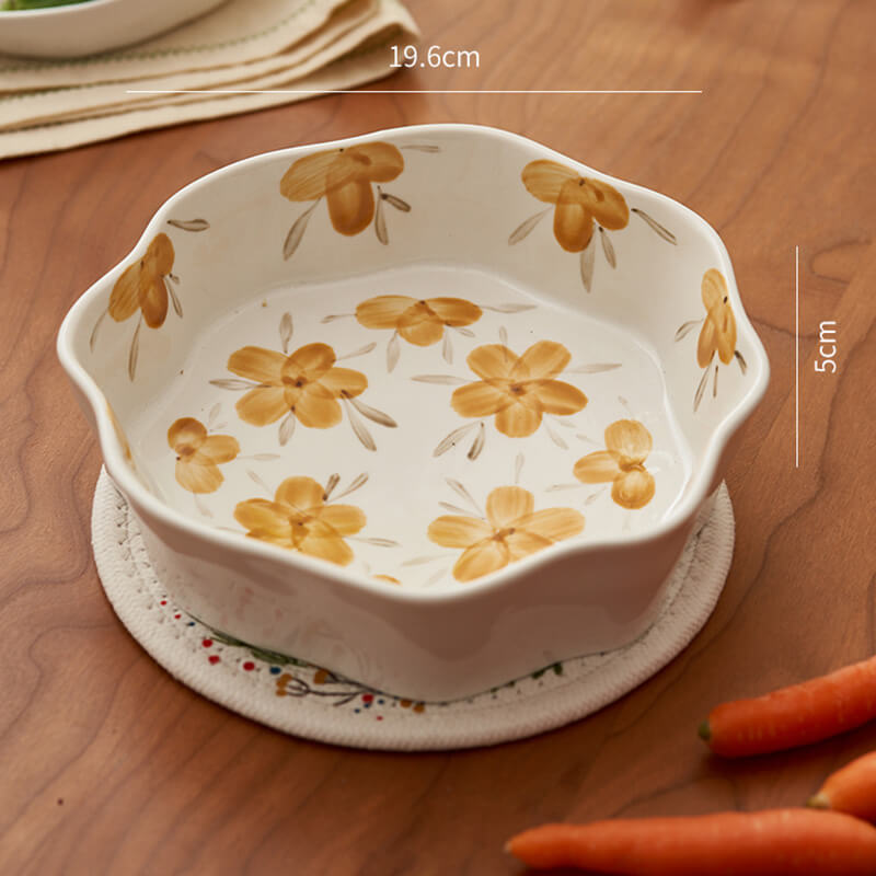 Vaisselle de cuisson en céramique à fleurs jaunes Lighteme