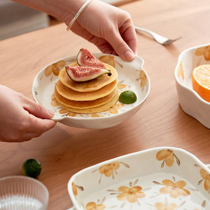 Vaisselle de cuisson en céramique à fleurs jaunes Lighteme