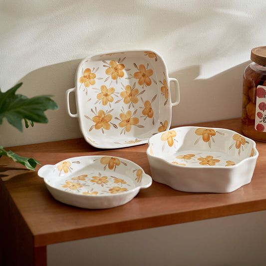 Lighteme Keramik-Backgeschirr mit gelben Blumen