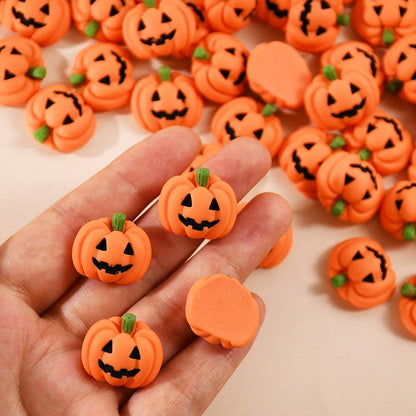 Lighteme 20 Stück Miniatur-Halloween-Kürbisse aus Kunstharz mit flacher Rückseite