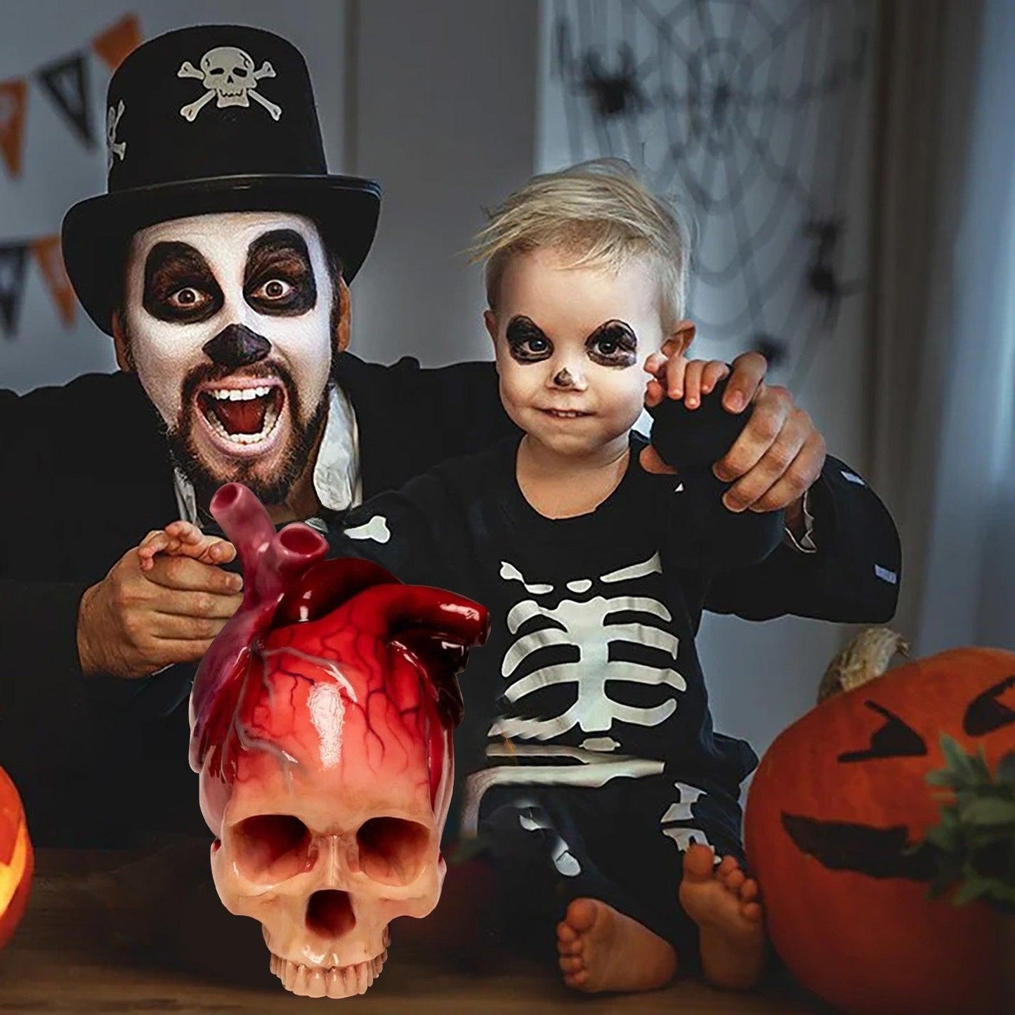 Sculpture réaliste de crâne en forme de cœur pour Halloween de Lighteme